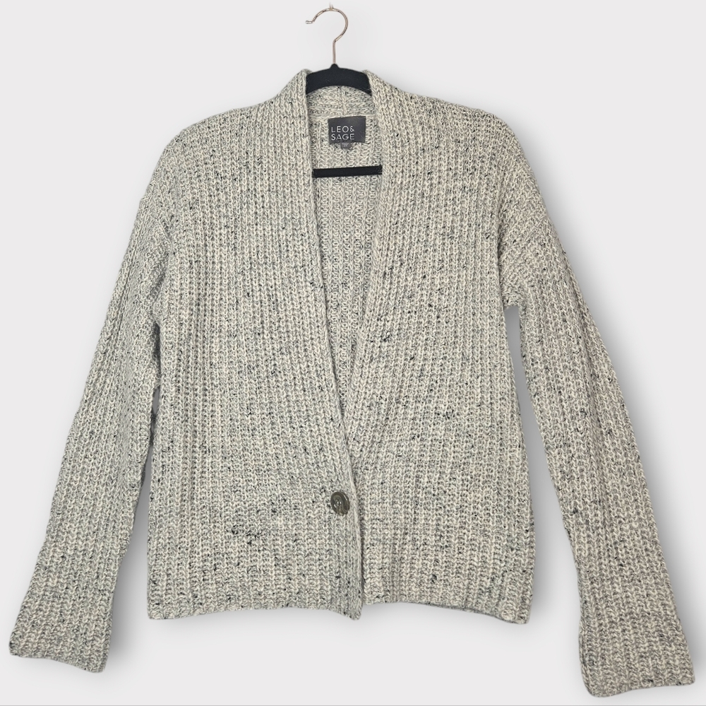 Leo & Sage Cardigan Sweater Oatmeal Chunky‎ Knit Coastal Grandma Size XS